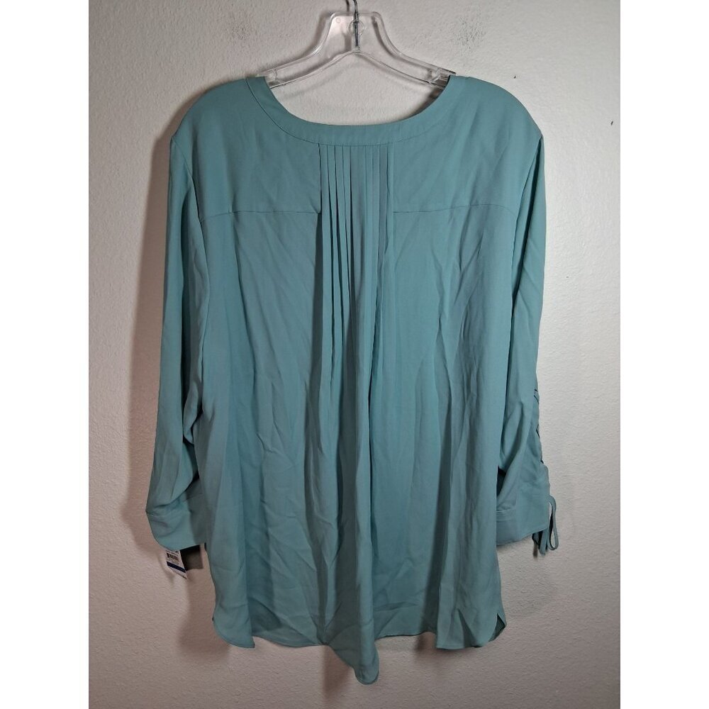 NWT JM Collection Blouse Business Casual Boho Office Preppy Teal Blue Size XL - Picture 3 of 6